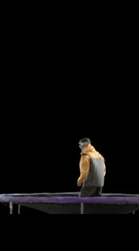 Snowboarder on trampoline. Stock Footage 79666