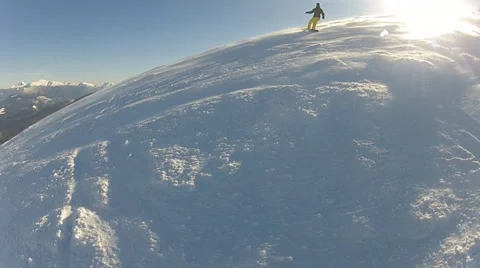 The snowboarder try not to fall down while riding Stock Footage 36021009