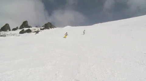 Snowboarders cross Stock Footage 5503865