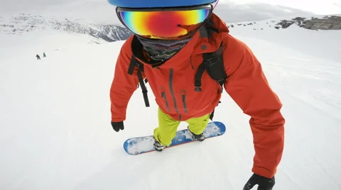 Snowboarding in circles face view Stock Footage 66982206
