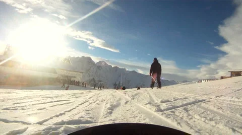 Snowboarding downhill Stock Footage 1162810
