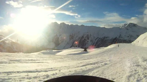 Snowboarding downhill Stock Footage 1181551