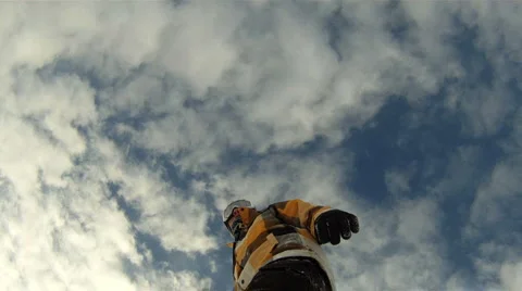 Snowboarding downhill Stock Footage 3074319