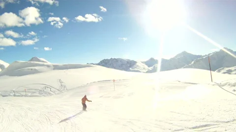 Snowboarding downhill Stock Footage 3074496
