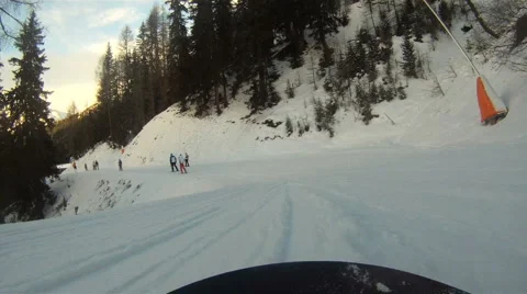 Snowboarding downhill Stock Footage 3074512