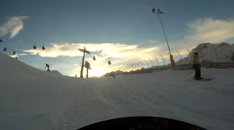 Snowboarding downhill Stock Footage 3074517
