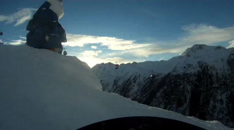 Snowboarding downhill Stock Footage 3074524