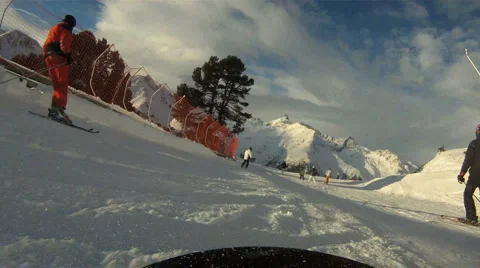 Snowboarding downhill Stock Footage 3074530