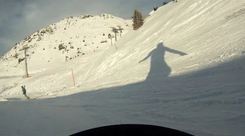 Snowboarding downhill Stock Footage 3074561