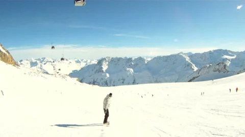 Snowboarding downhill Stock Footage 3074742