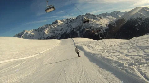 Snowboarding downhill Stock Footage 3147603