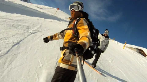 Snowboarding downhill Stock Video Pond5