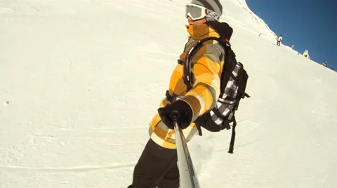 Snowboarding downhill Stock Footage 3149059