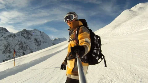 Snowboarding downhill Stock Footage 3149401