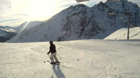 Snowboarding downhill Stock Footage 3150039
