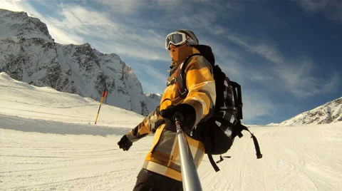 Snowboarding downhill Stock Footage 3151328
