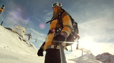 Snowboarding downhill Stock Footage 3151920