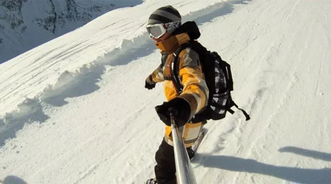Snowboarding downhill Stock Footage 3152216