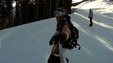 Snowboarding downhill Stock Footage 3274725