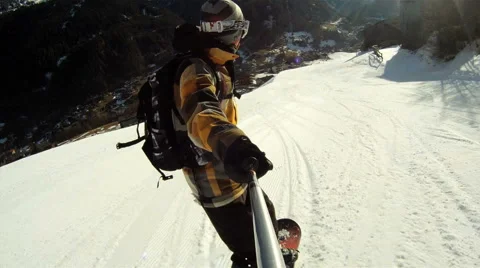Snowboarding downhill Stock Footage 3274729