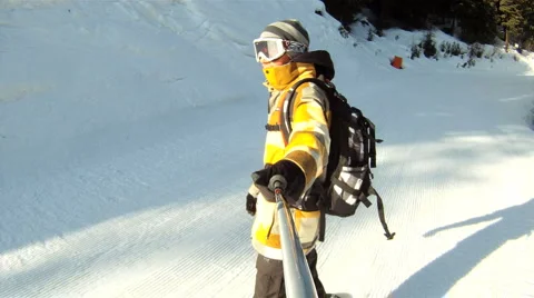 Snowboarding downhill Stock Footage 3274735