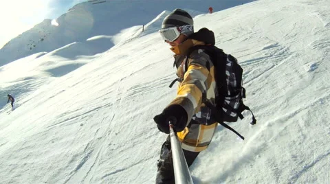 Snowboarding downhill Stock Footage 3274742