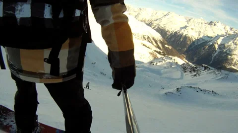 Snowboarding downhill Stock Footage 3274748