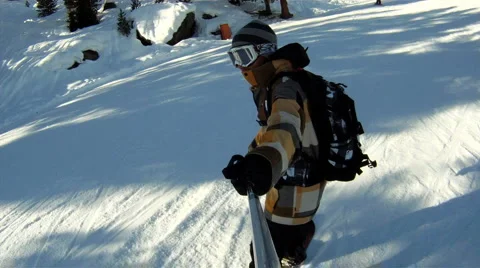 Snowboarding downhill Stock Footage 3274752