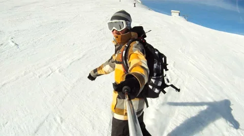 Snowboarding downhill Stock Footage 3274756