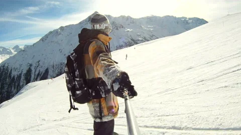 Snowboarding downhill Stock Footage 3274767