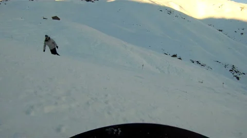 Snowboarding downhill Stock Footage 3274769