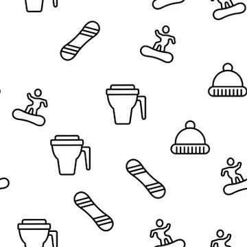Snowboarding Equipment Vector Seamless Pattern Stock Illustration