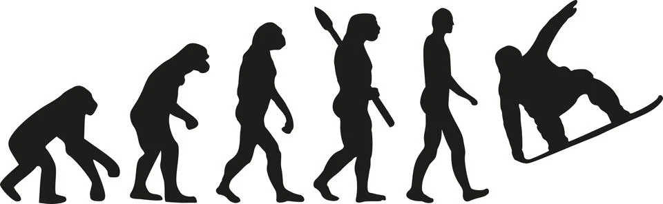 Snowboarding evolution Stock Illustration