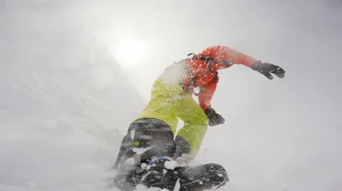 Snowboarding fail in a deep snow Stock Footage 66999255