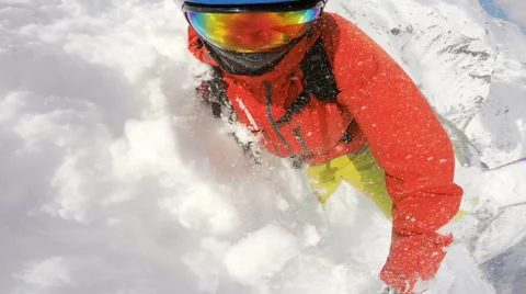 Snowboarding fail on a freeride Stock Footage 67455676