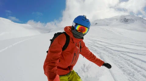 Snowboarding on a freeride Stock Footage 67012990