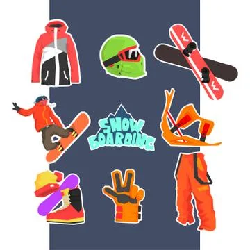 Snowboarding Icon Set. Vector Illustration Stock Illustration