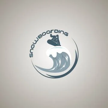 Snowboarding logo design template elements Stock Illustration