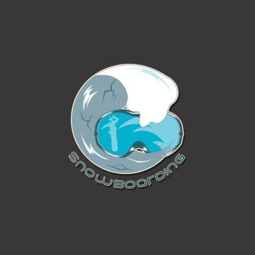 Snowboarding logo design template elements Stock Illustration