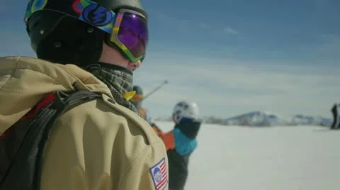 Snowboarding morning Stock Footage