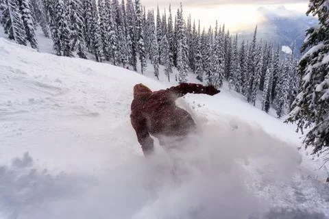 Snowboarding on the Mountain Stock Photos