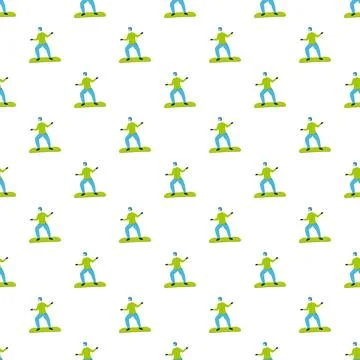 Snowboarding people repeating seamless pattern on white background 스톡 일러스트