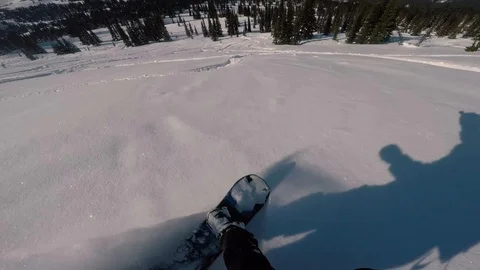 Snowboarding POV, Fresh Snow, GoPro Stock Footage