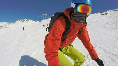 Snowboarding selfie Stockbeeldmateriaal 66932582