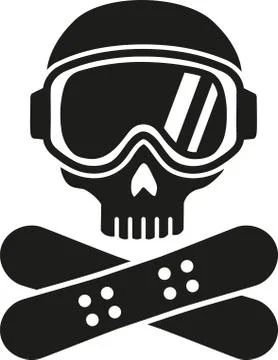 Snowboarding skull with hat and board Stock Illustration