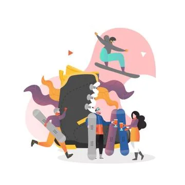 Snowboarding vector concept for web banner, website page Stock Illustration
