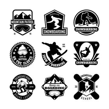 SNOWBOARDING Vector Icons Stock Illustration