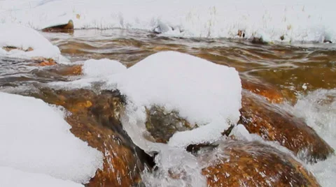 Snowcap River Rocks Video stock 39763042