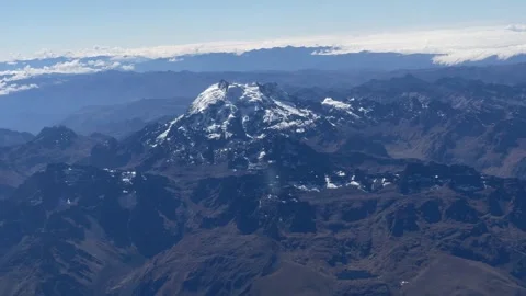 Snowcapped Andes from the plane, Peru Stock Footage 244800669