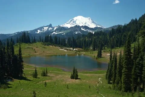 Snowcapped mount rainier Stock Photos